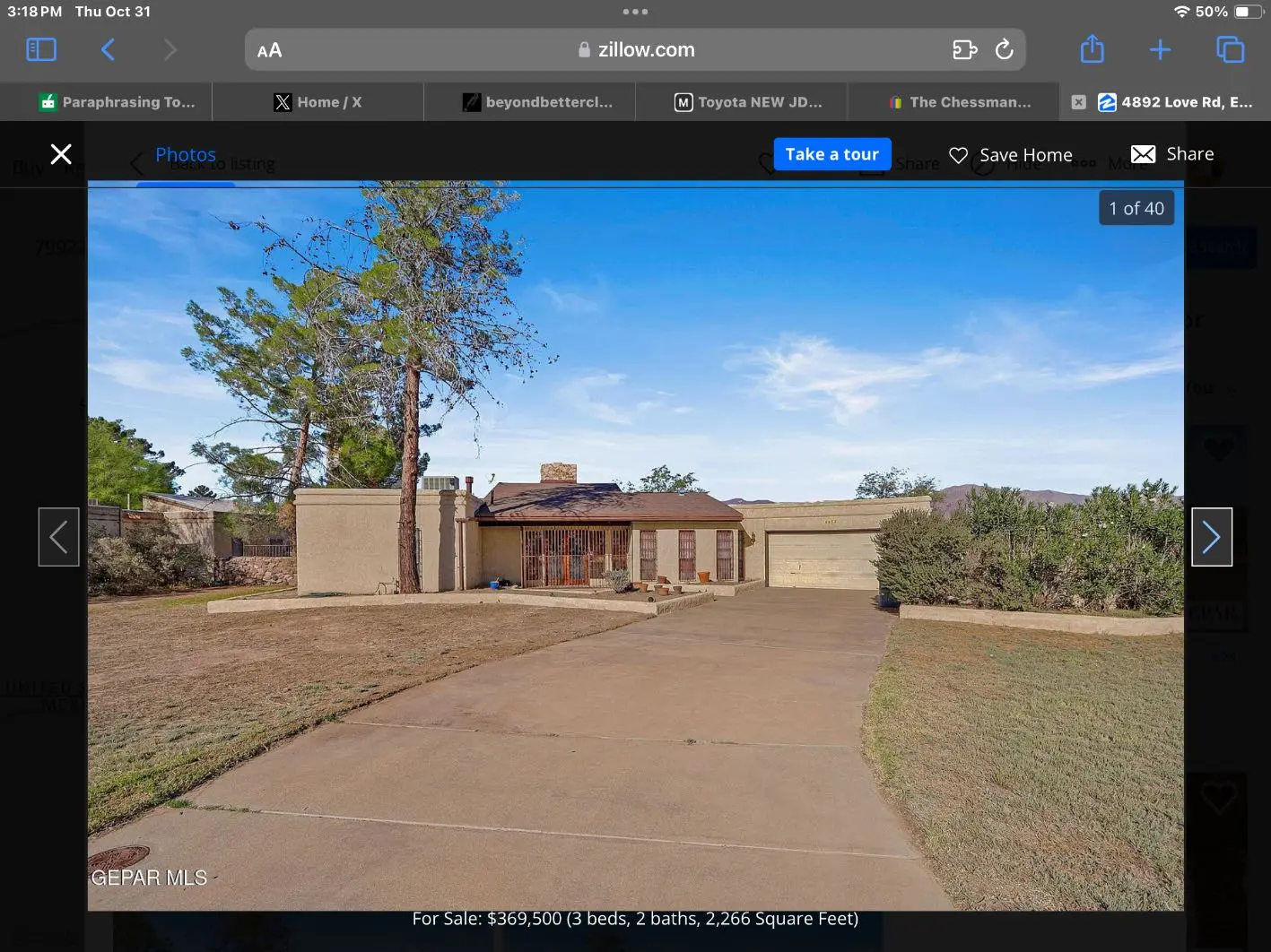 <p>Create a highly realistic image of a modernized exterior of a mid-century home. The structure is approximately 60 feet wide and 40 feet deep, featuring a sophisticated front yard and an updated pathway constructed from modern pavers that leads the way to the entrance. The landscaping has been updated as well, filled with low-maintenance desert plants, and accent lighting is installed to emphasis the architectural highlights. The facade of the house has been freshly painted in a neutral color palette with large windows featuring sleek frames. The design also includes a contemporary design garage door.</p>
