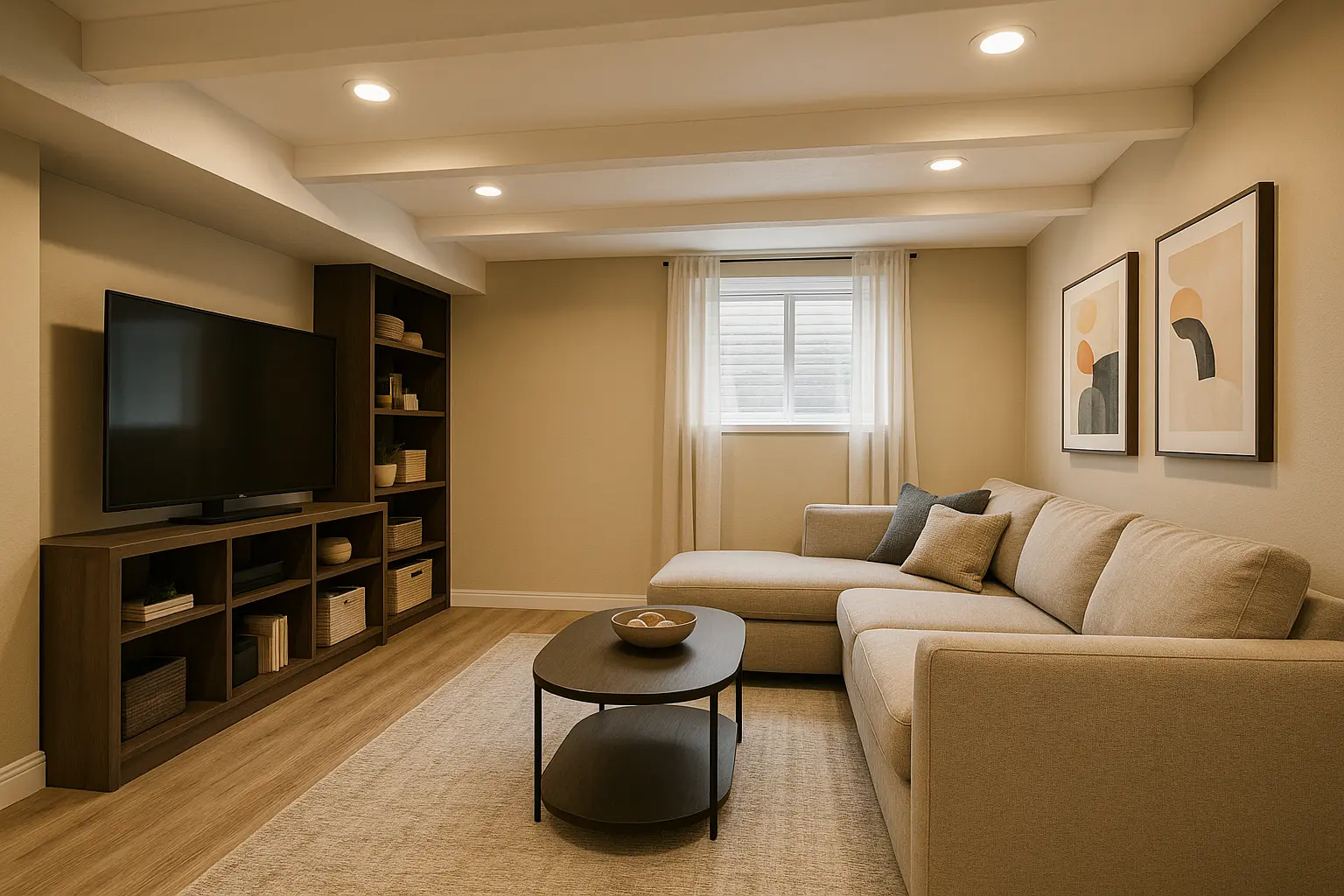 Cozy Basement Living Room Remodel – Transform Your Space