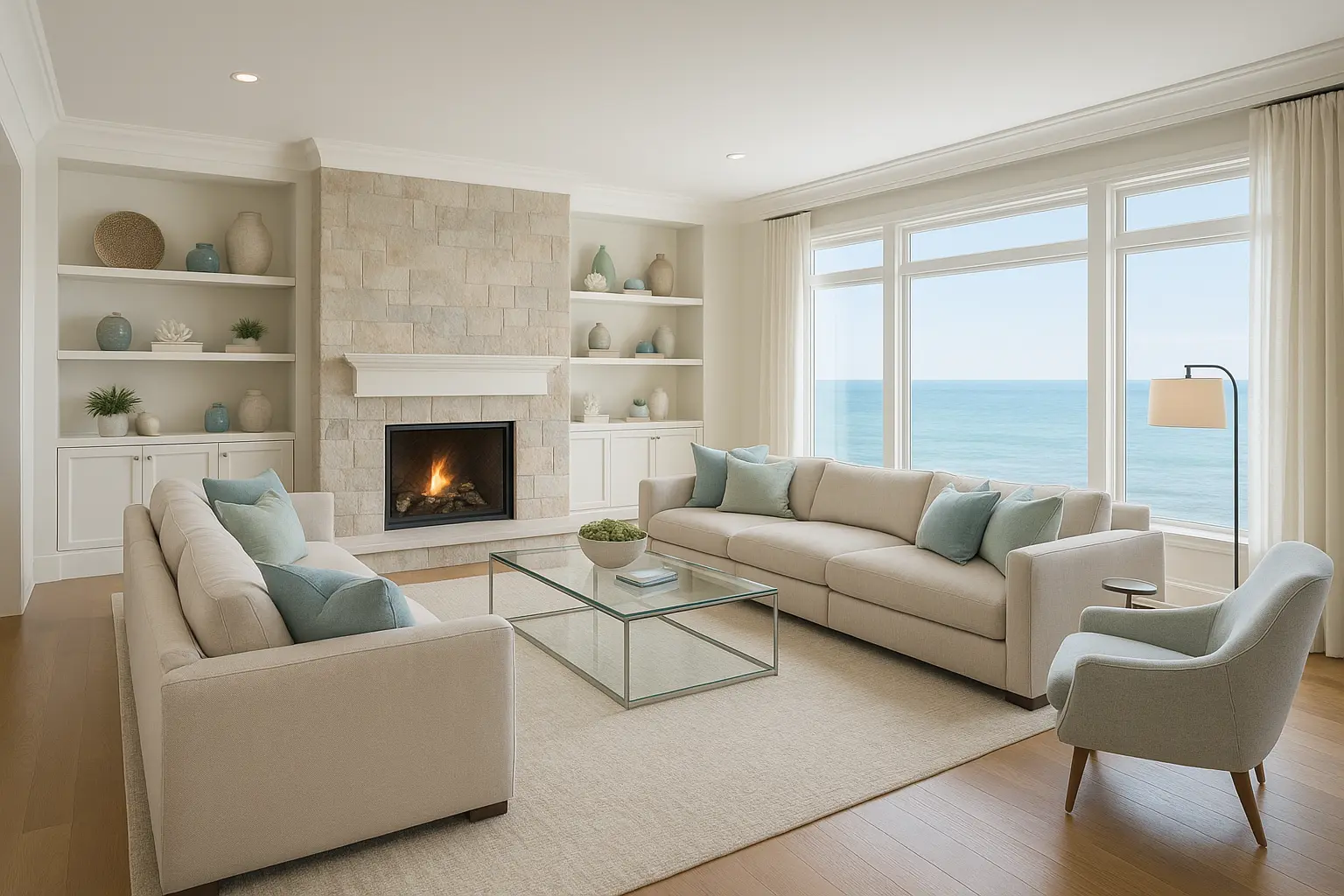 Luxurious Coastal Living Room Transformation