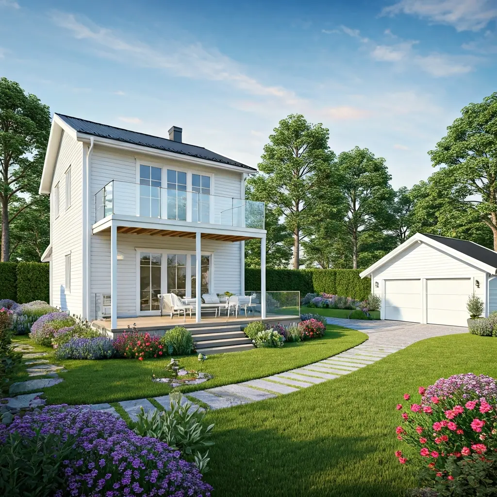 Exterior Home Renovation: Scandinavian Design with Outdoor Kitchen & Landscaped Garden